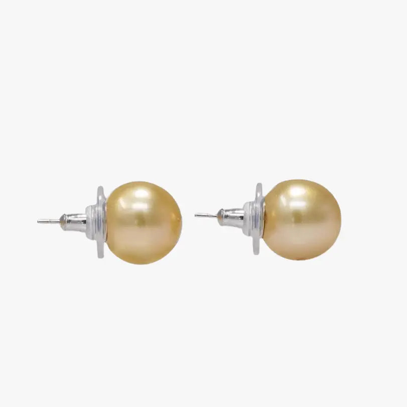 11-12mm Golden South Sea Pearl Stud Earrings - Marina Korneev Fine Pearls