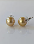 11-12mm Golden South Sea Pearl Stud Earrings - Marina Korneev Fine Pearls