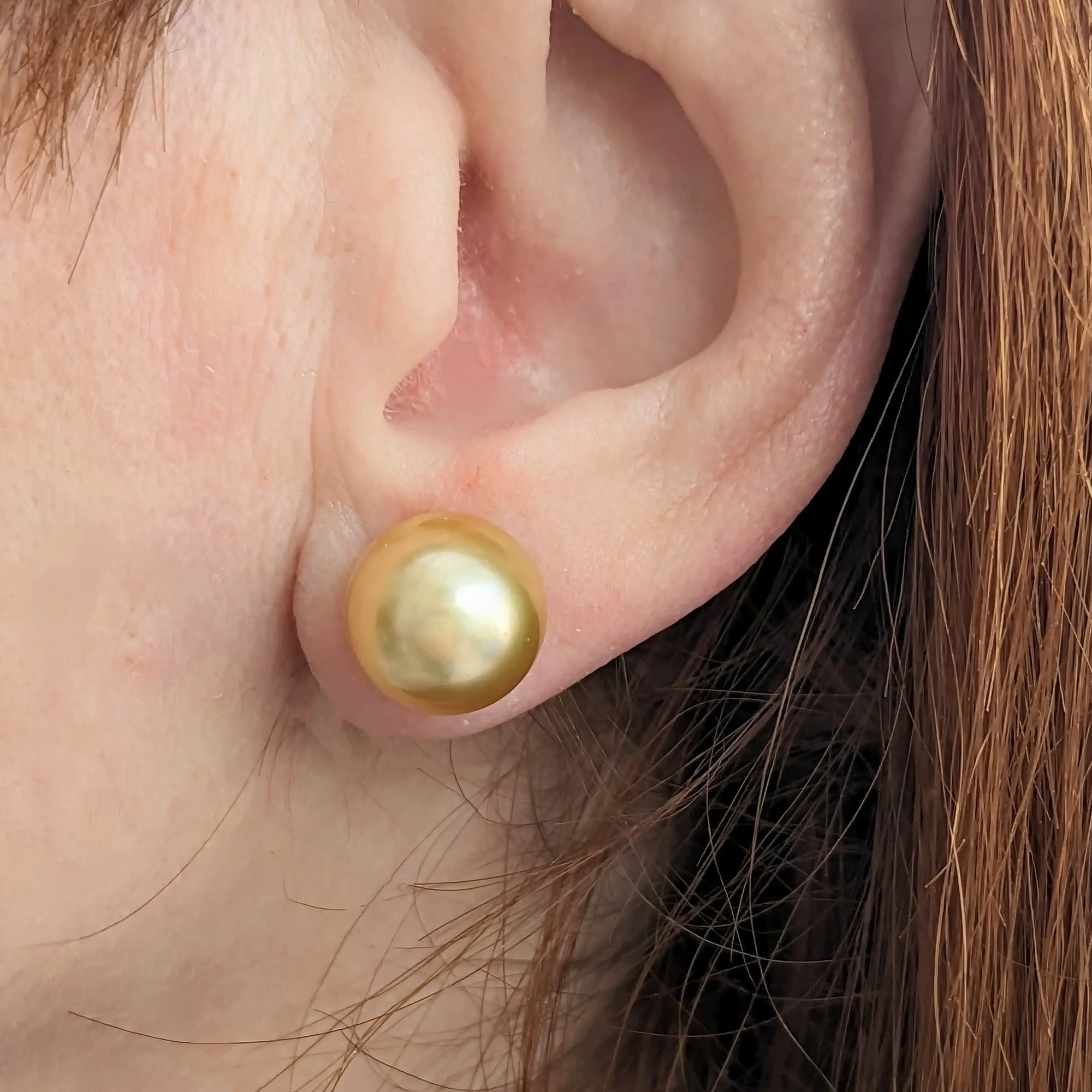 11-12mm Golden South Sea Pearl Stud Earrings - Marina Korneev Fine Pearls