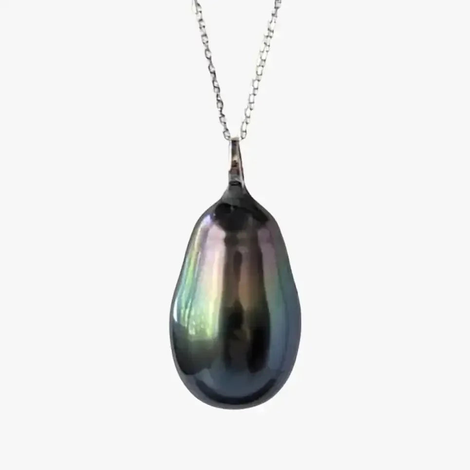 11 - 12mm Long Tahitian Pearl Pendant - Marina Korneev