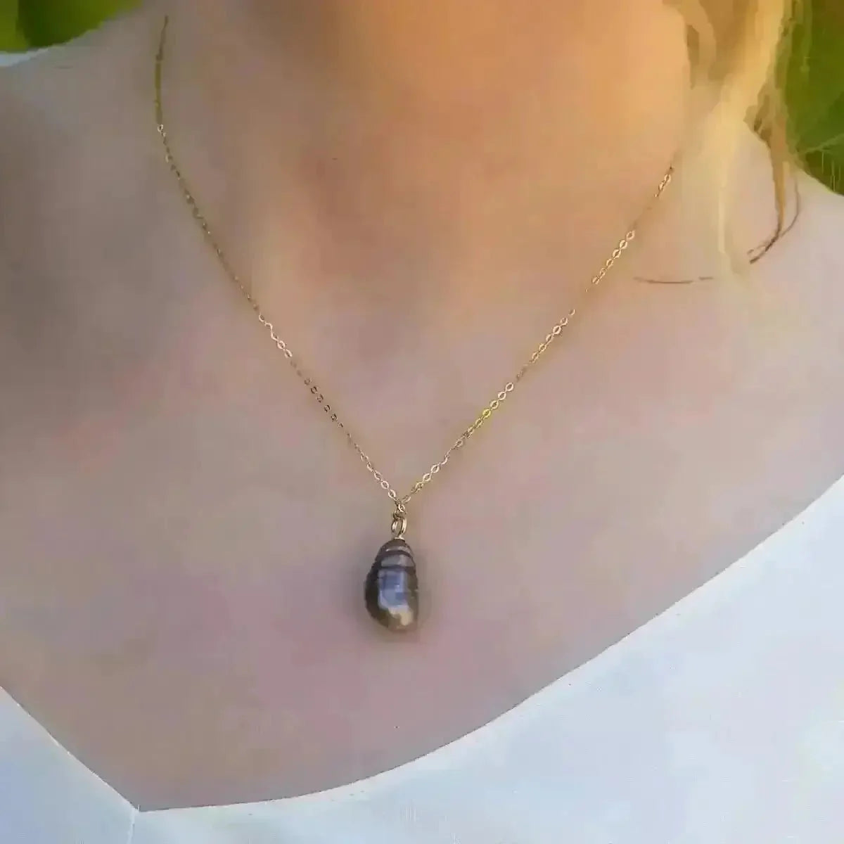 11 - 12mm Tahitian Keshi Pearl Pendant - Marina Korneev