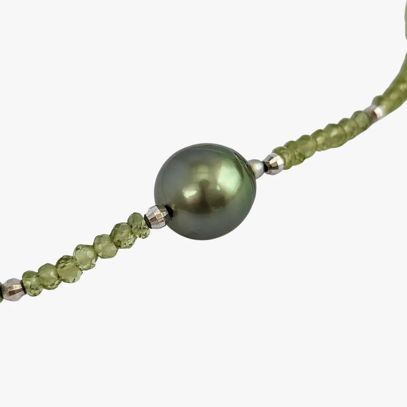 11-12mm Tahitian Pearl and Peridot Beads Necklace - Marina Korneev Fine Pearls