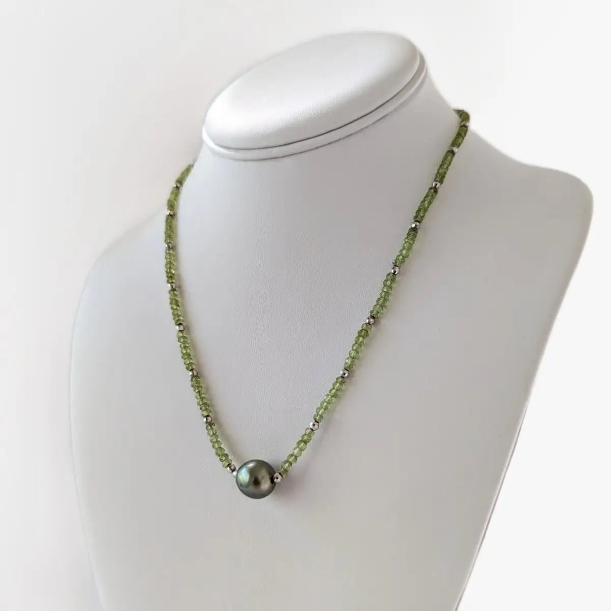 11-12mm Tahitian Pearl and Peridot Beads Necklace - Marina Korneev Fine Pearls