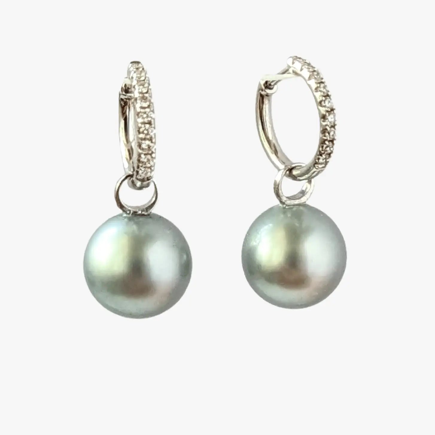 11-12mm Tahitian Pearl Diamonds Drop Earrings - Marina Korneev Fine Pearls