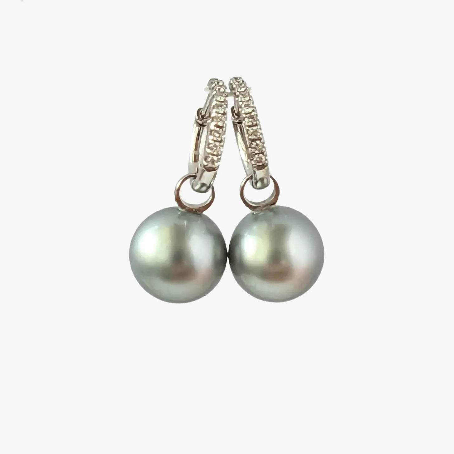 11-12mm Tahitian Pearl Diamonds Drop Earrings - Marina Korneev Fine Pearls