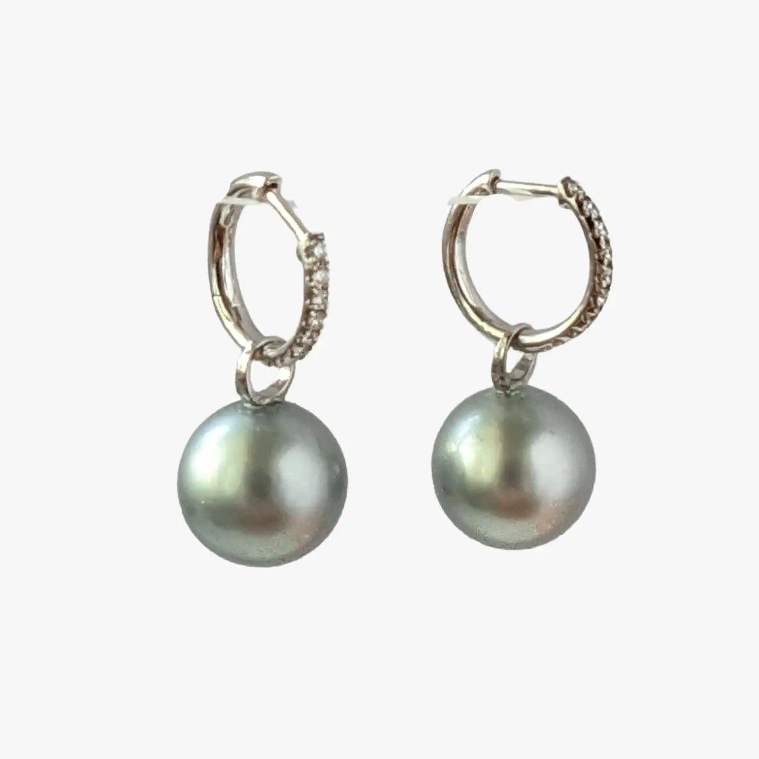 11-12mm Tahitian Pearl Diamonds Drop Earrings - Marina Korneev Fine Pearls