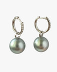 11-12mm Tahitian Pearl Diamonds Drop Earrings - Marina Korneev Fine Pearls