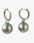 11-12mm Tahitian Pearl Diamonds Drop Earrings - Marina Korneev Fine Pearls