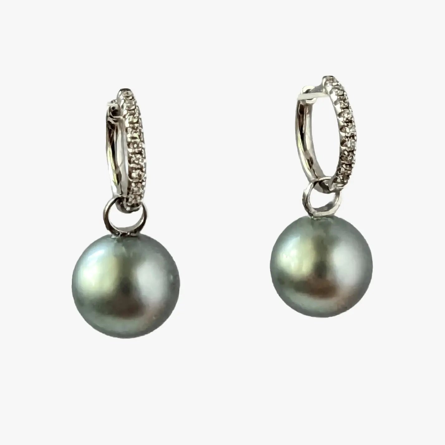 11-12mm Tahitian Pearl Diamonds Drop Earrings - Marina Korneev Fine Pearls