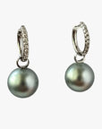 11-12mm Tahitian Pearl Diamonds Drop Earrings - Marina Korneev Fine Pearls