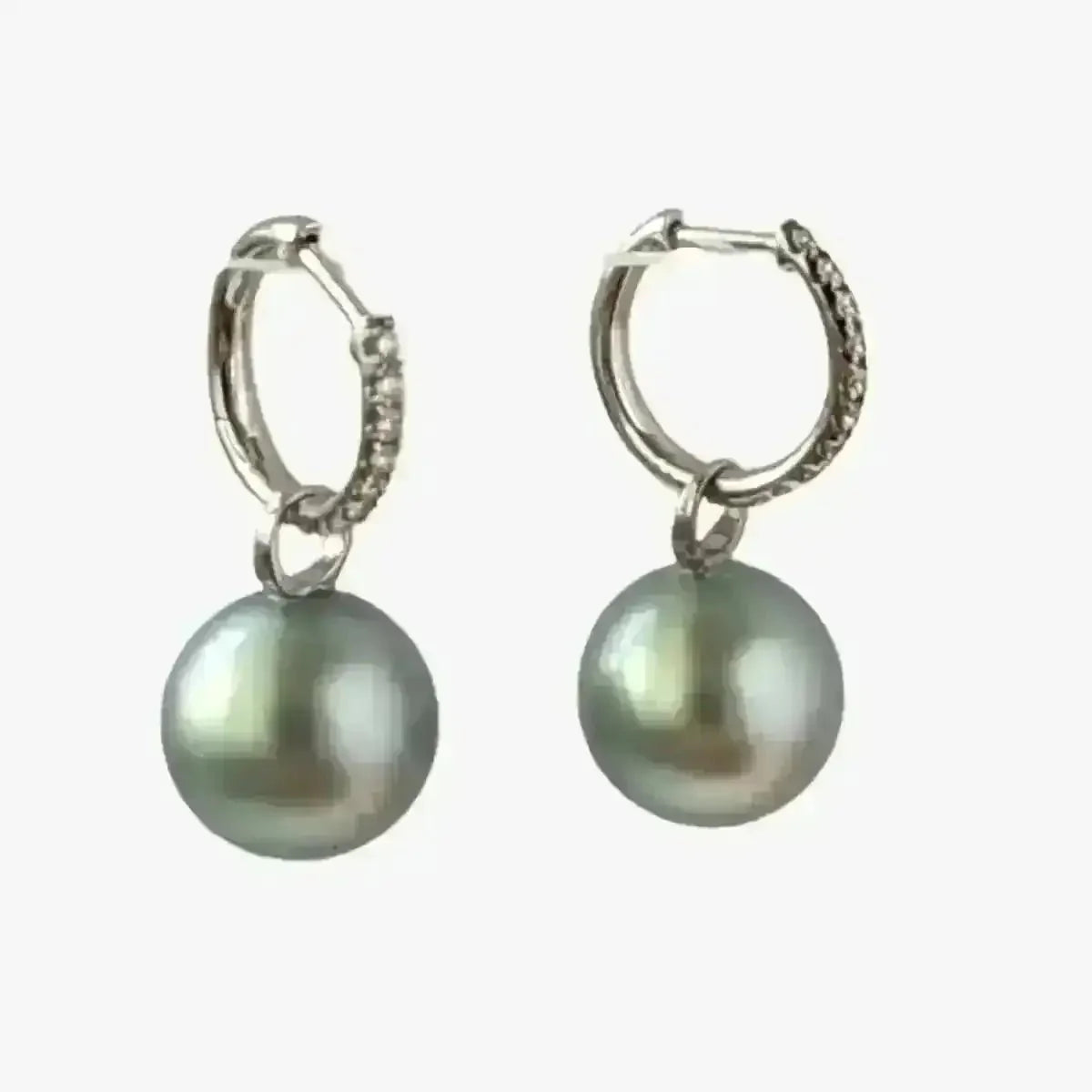 11 - 12mm Tahitian Pearl Diamonds Drop Earrings - Marina Korneev