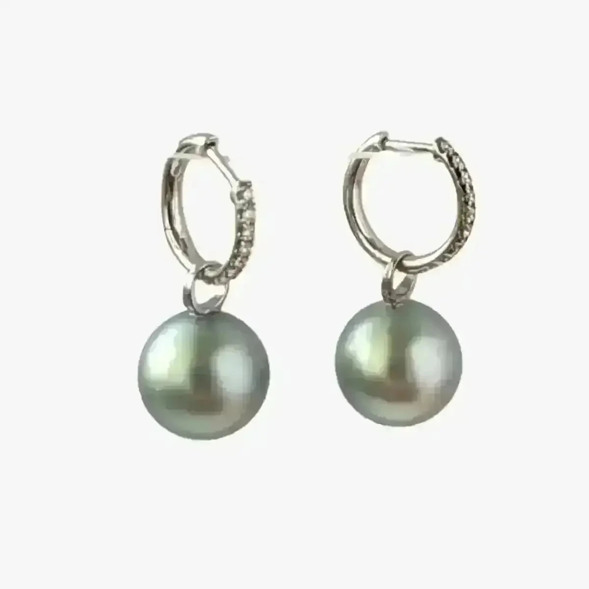 11 - 12mm Tahitian Pearl Diamonds Drop Earrings - Marina Korneev