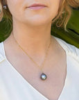 11-12mm Tahitian Pearl Pendant with 14K WG Bail - Marina Pearls