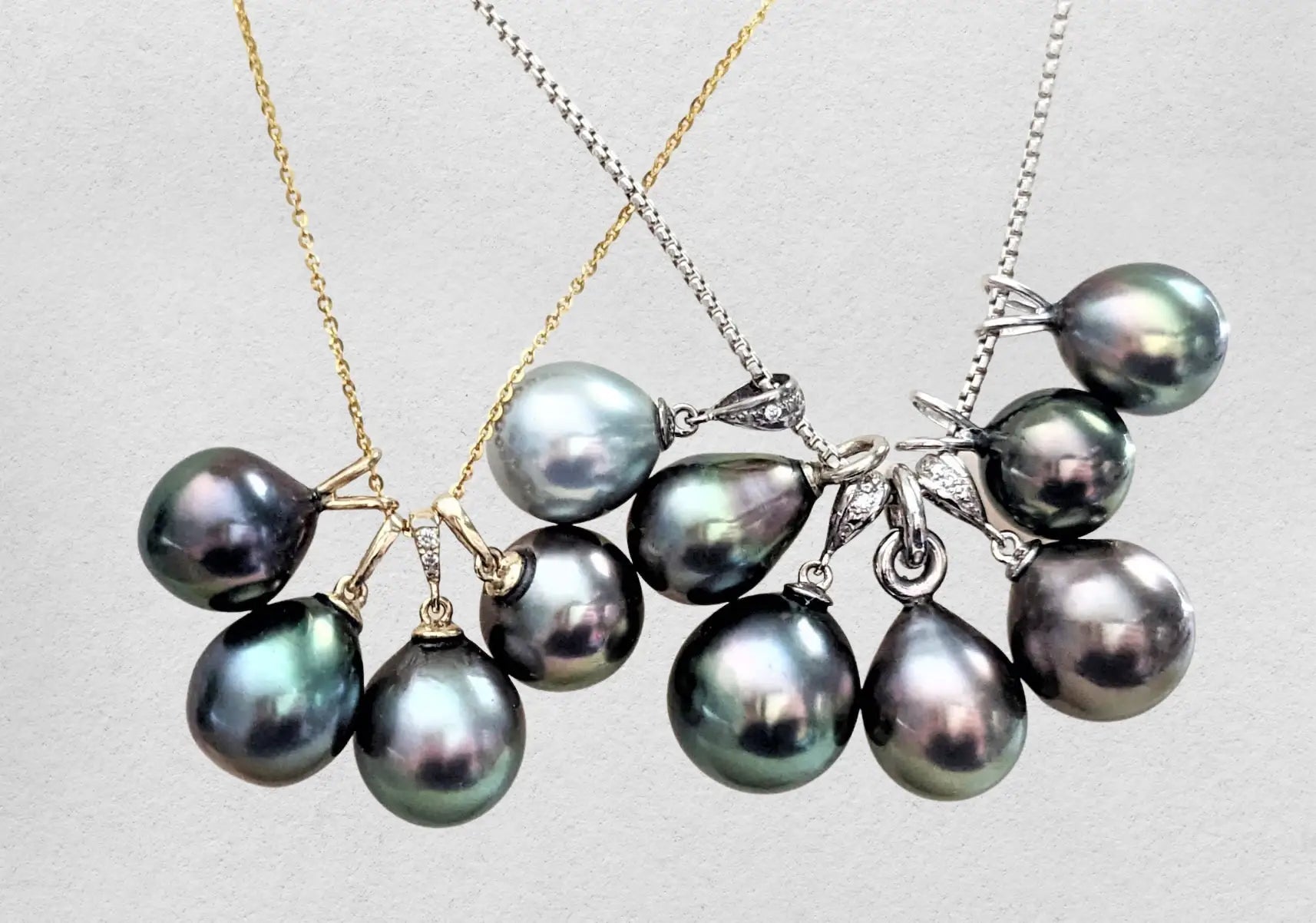 11-12mm Tahitian Pearl Pendant with 14K WG Bail - Marina Pearls