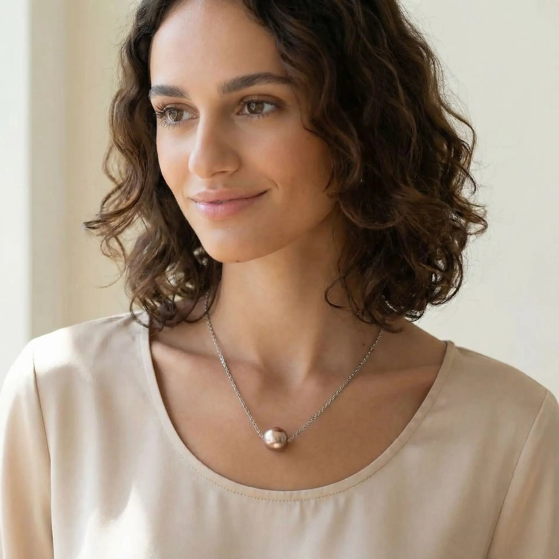 11 - 12mm Freshwater Edison Pearl Solitaire Chain Necklace Elegant Necklaces by Marina Korneev