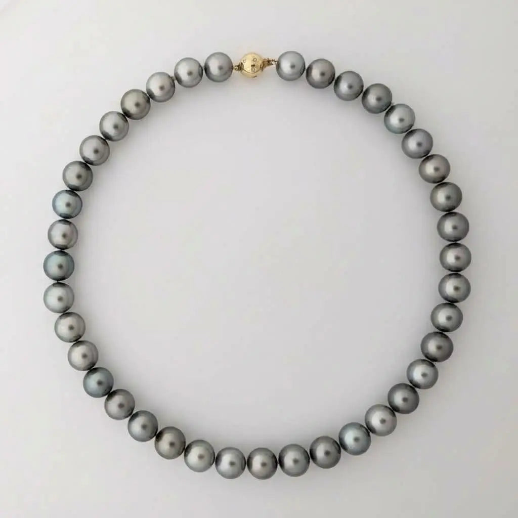 11 - 12mm AMAZING Silver Tahitian Pearl Necklace Elegant Strands by Marina Korneev