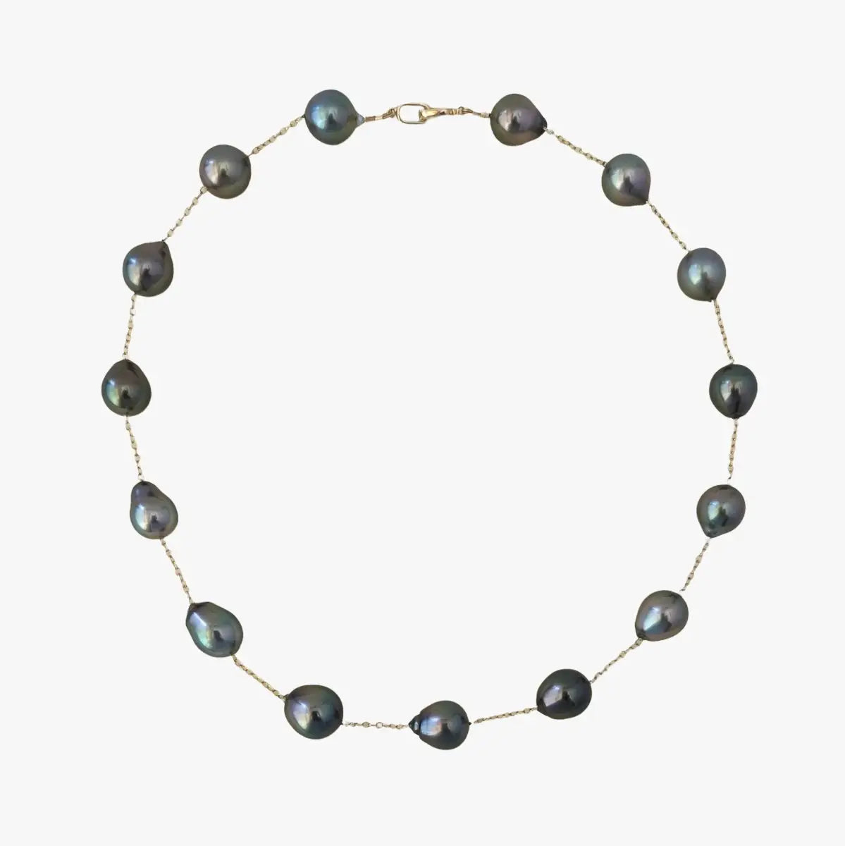 11 - 13mm Drops Tahitian Pearl Station Necklace - Marina Korneev