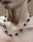 11 - 13mm Drops Tahitian Pearl Station Necklace - Marina Korneev