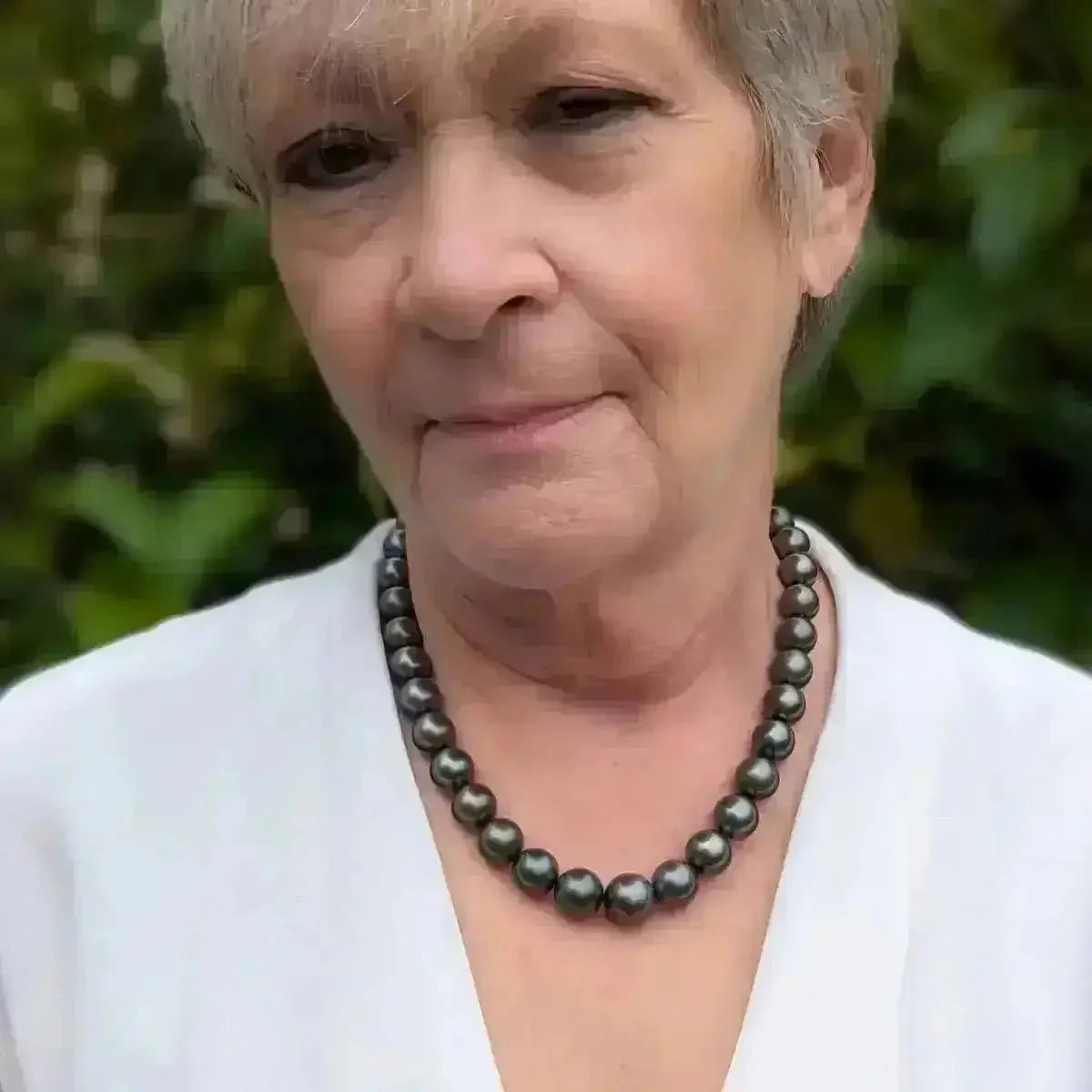 11 - 15mm Dark Aubergine Tahitian Pearl Necklace - Marina Korneev