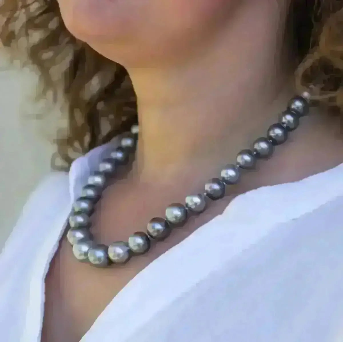 11 - 15mm Light Pastel Tahitian Pearl Necklace - Marina Korneev