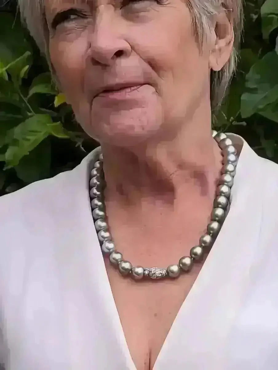 11 - 15mm Silver Gray Tahitian Pearl Necklace - Marina Korneev