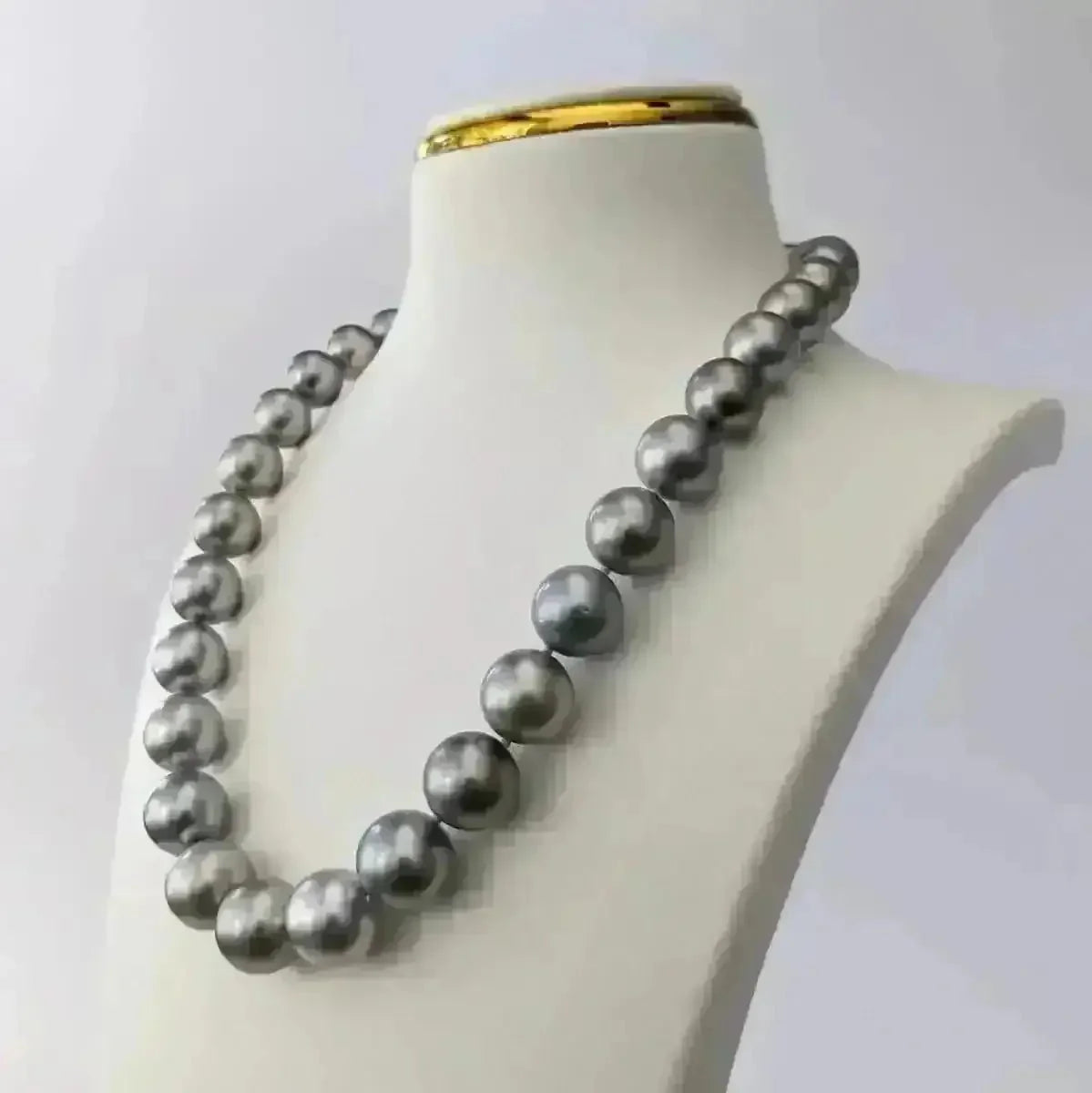 11 - 15mm Silver Gray Tahitian Pearl Necklace - Marina Korneev
