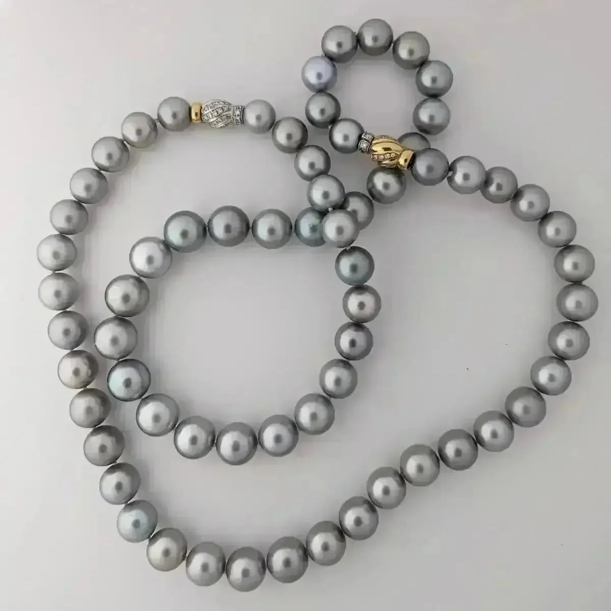 11 - 15mm Silver Gray Tahitian Pearl Necklace - Marina Korneev
