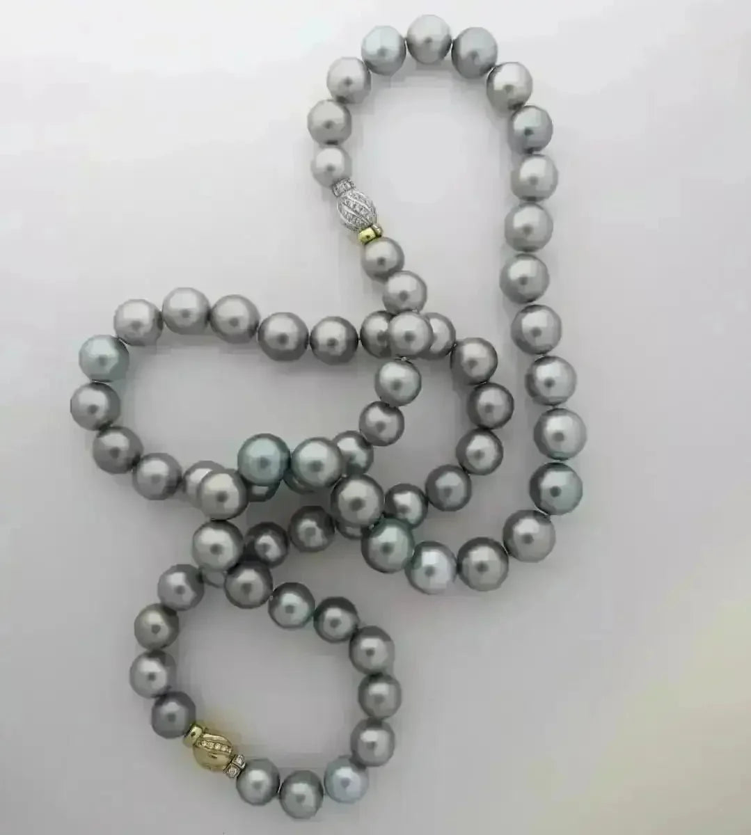 11 - 15mm Silver Gray Tahitian Pearl Necklace - Marina Korneev