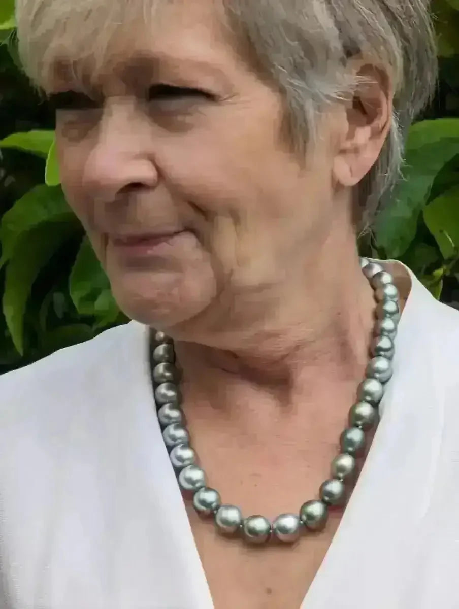 11 - 15mm Silver Gray Tahitian Pearl Necklace - Marina Korneev