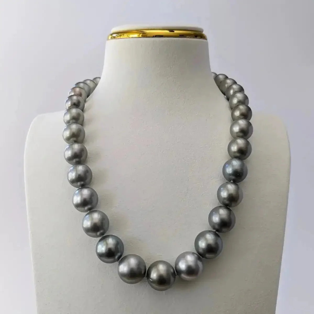 11 - 15mm Silver Gray Tahitian Pearl Necklace - Marina Korneev