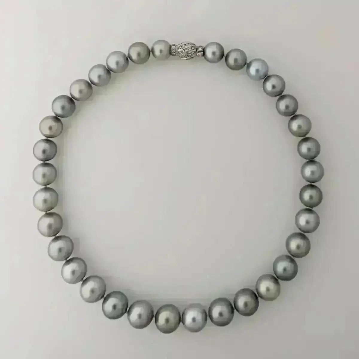 11 - 15mm Silver Gray Tahitian Pearl Necklace - Marina Korneev