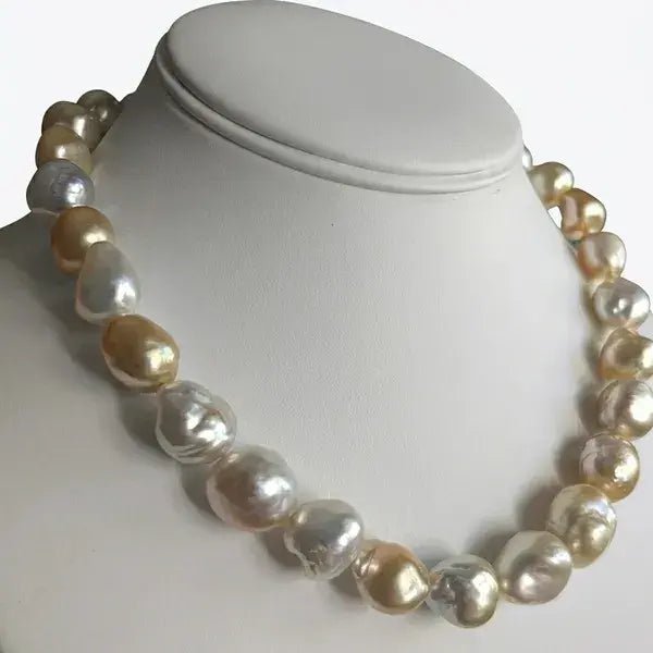 11 - 17mm Golden South Sea Pearl Baroque Necklace Elegant Strands by Marina Korneev