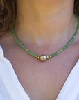 11.5-12.0mm Real Japan Kasumi Pearl with Tsavorite Beads Necklace - Marina Pearls