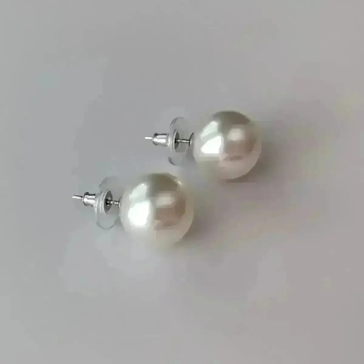 12 - 13mm Amazing White South Sea Pear Stud Earrings - Marina Korneev