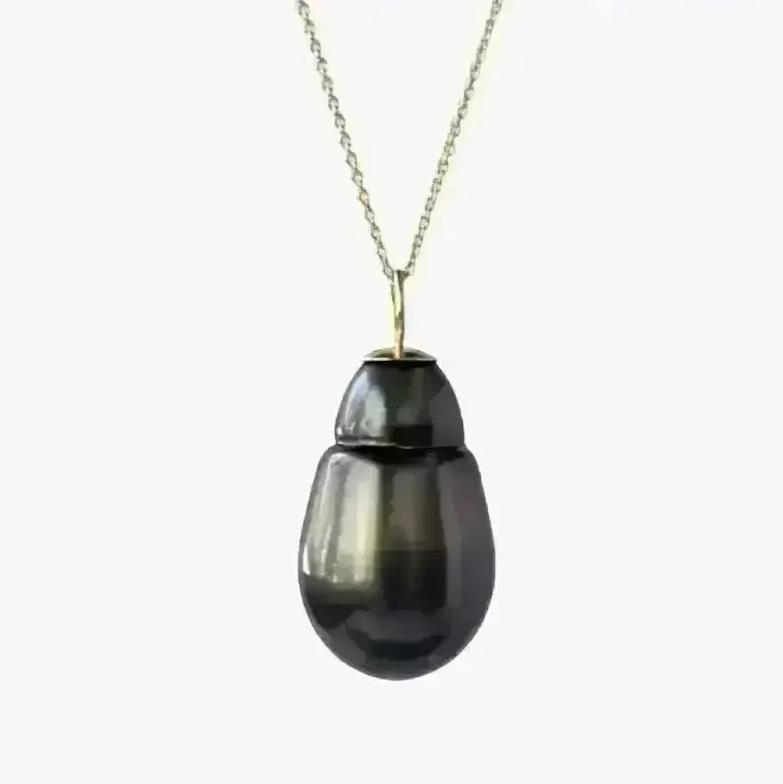 12 - 13mm Dark Baroque Tahitian Pearl Pendant - Marina Korneev