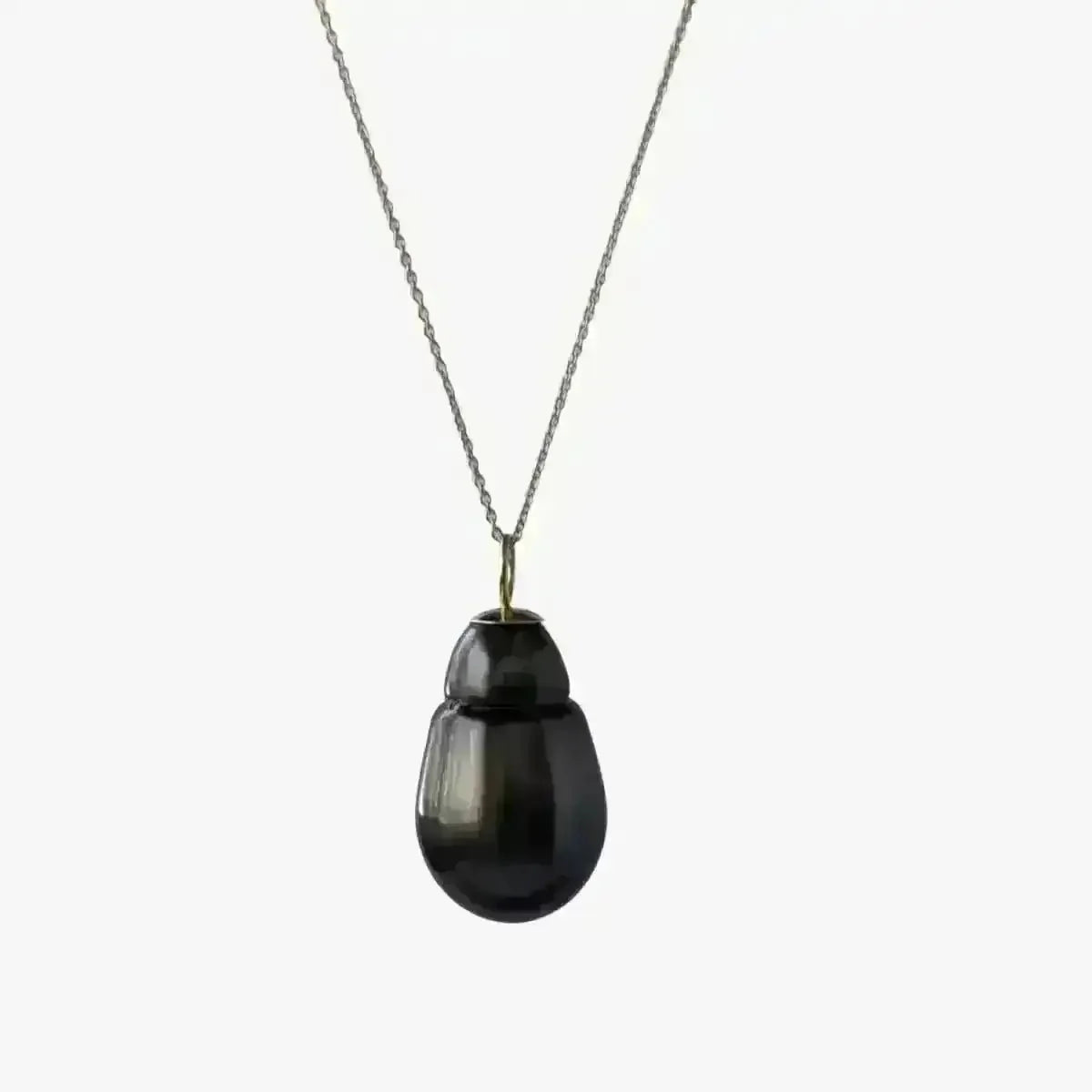 12 - 13mm Dark Baroque Tahitian Pearl Pendant - Marina Korneev
