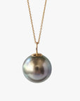 12-13mm Olive Round Tahitian Pearl Pendant - Marina Korneev FP