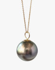 12-13mm Olive Round Tahitian Pearl Pendant - Marina Korneev FP