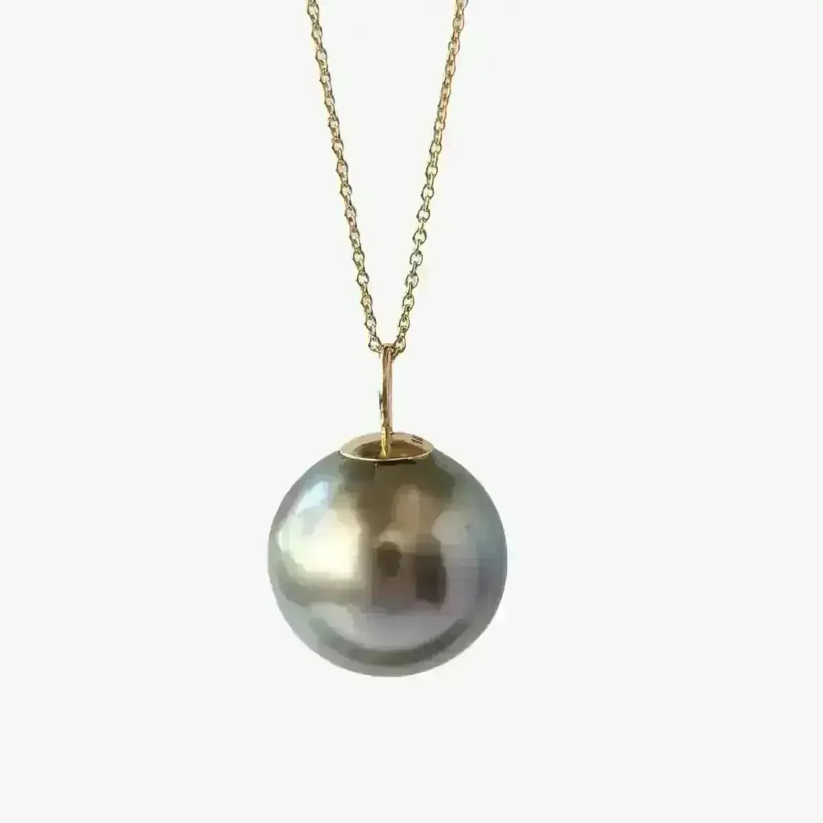 12 - 13mm Olive Round Tahitian Pearl Pendant - Marina Korneev