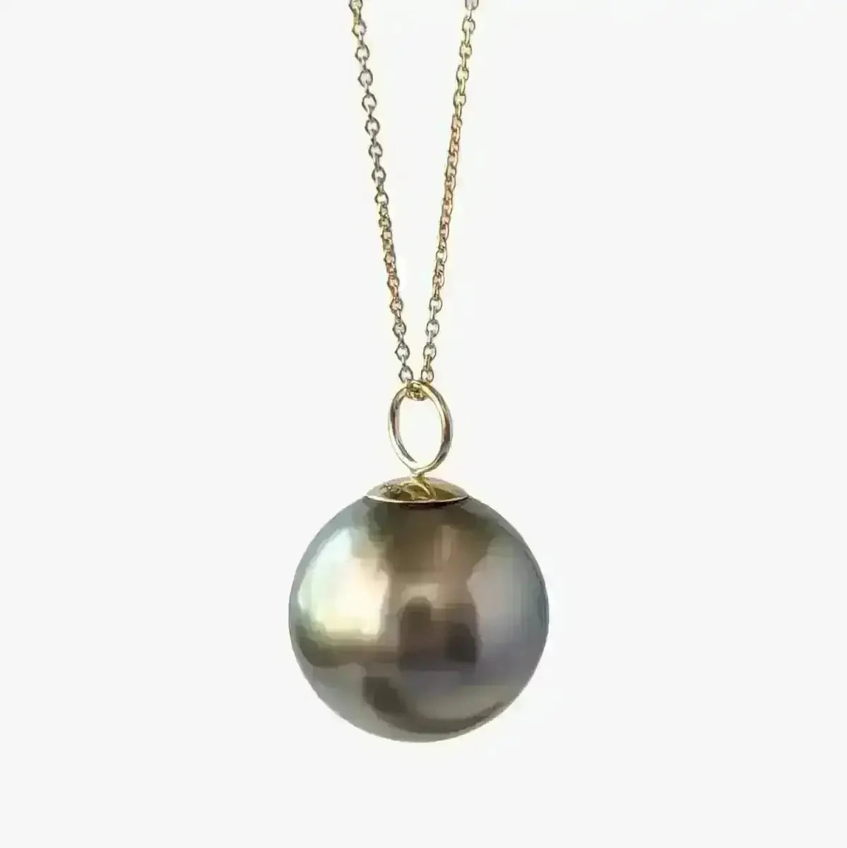 12 - 13mm Olive Round Tahitian Pearl Pendant - Marina Korneev