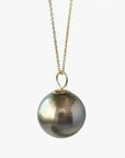12 - 13mm Olive Round Tahitian Pearl Pendant - Marina Korneev