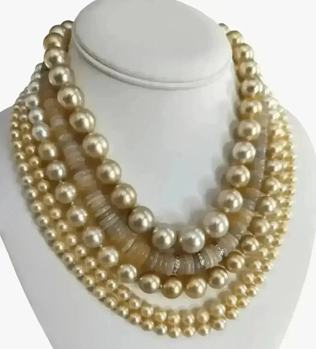 12 - 14mm GORGEOUS! Golden South Sea Pearl Necklace - Marina Korneev