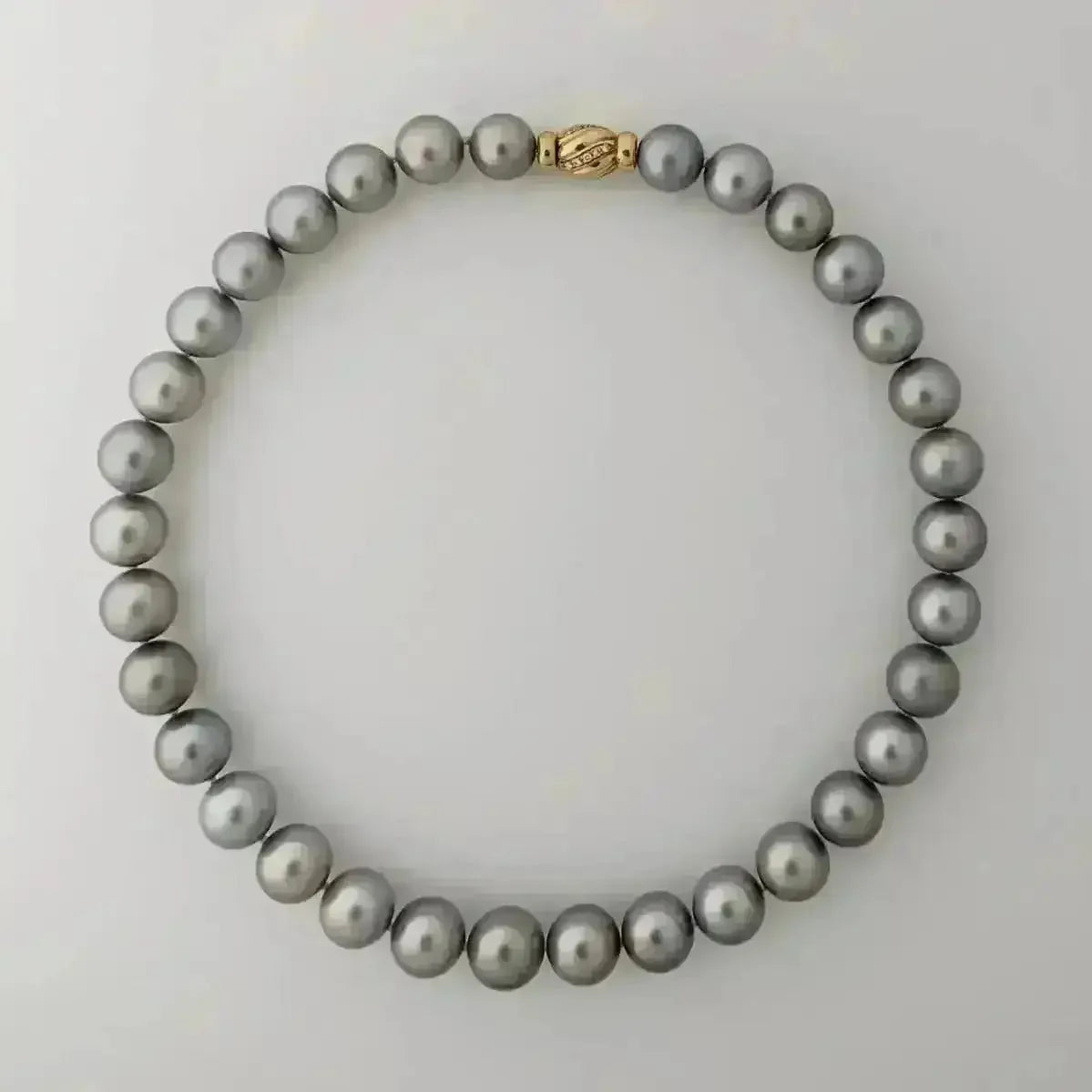 12 - 14mm REGAL! Silver Slate Tahitian Pearl Necklace - Marina Korneev