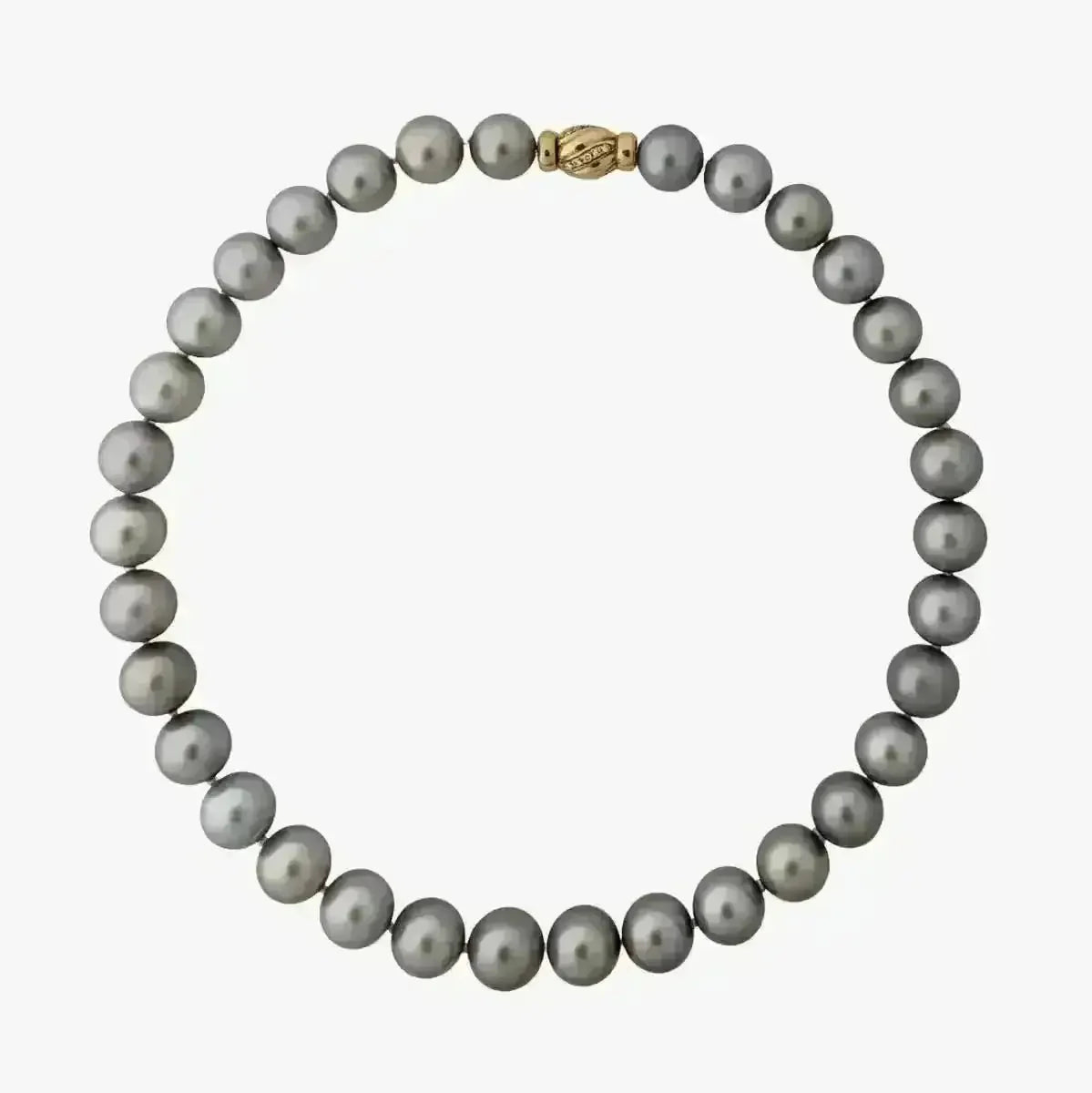 12 - 14mm REGAL! Silver Slate Tahitian Pearl Necklace - Marina Korneev
