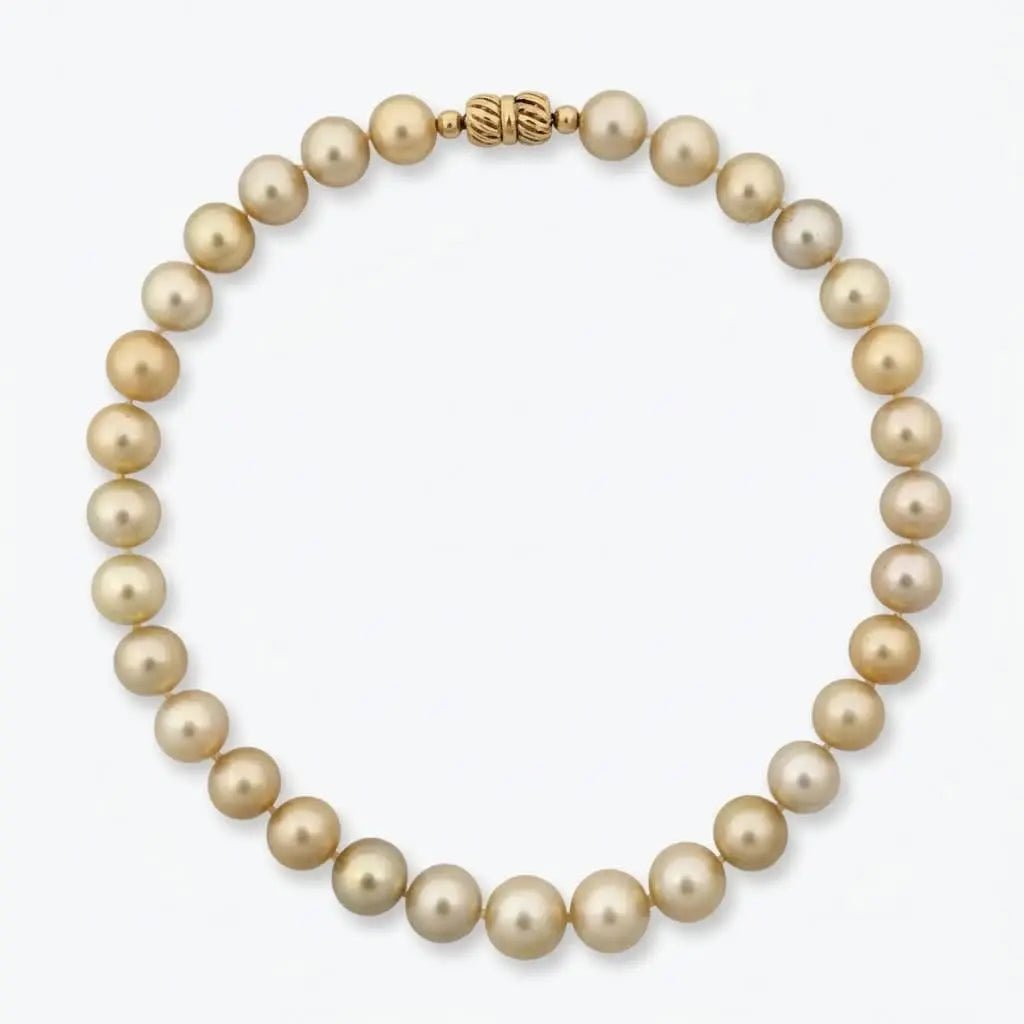 12 - 14mm GORGEOUS! Golden South Sea Pearl Necklace Elegant Strands by Marina Korneev