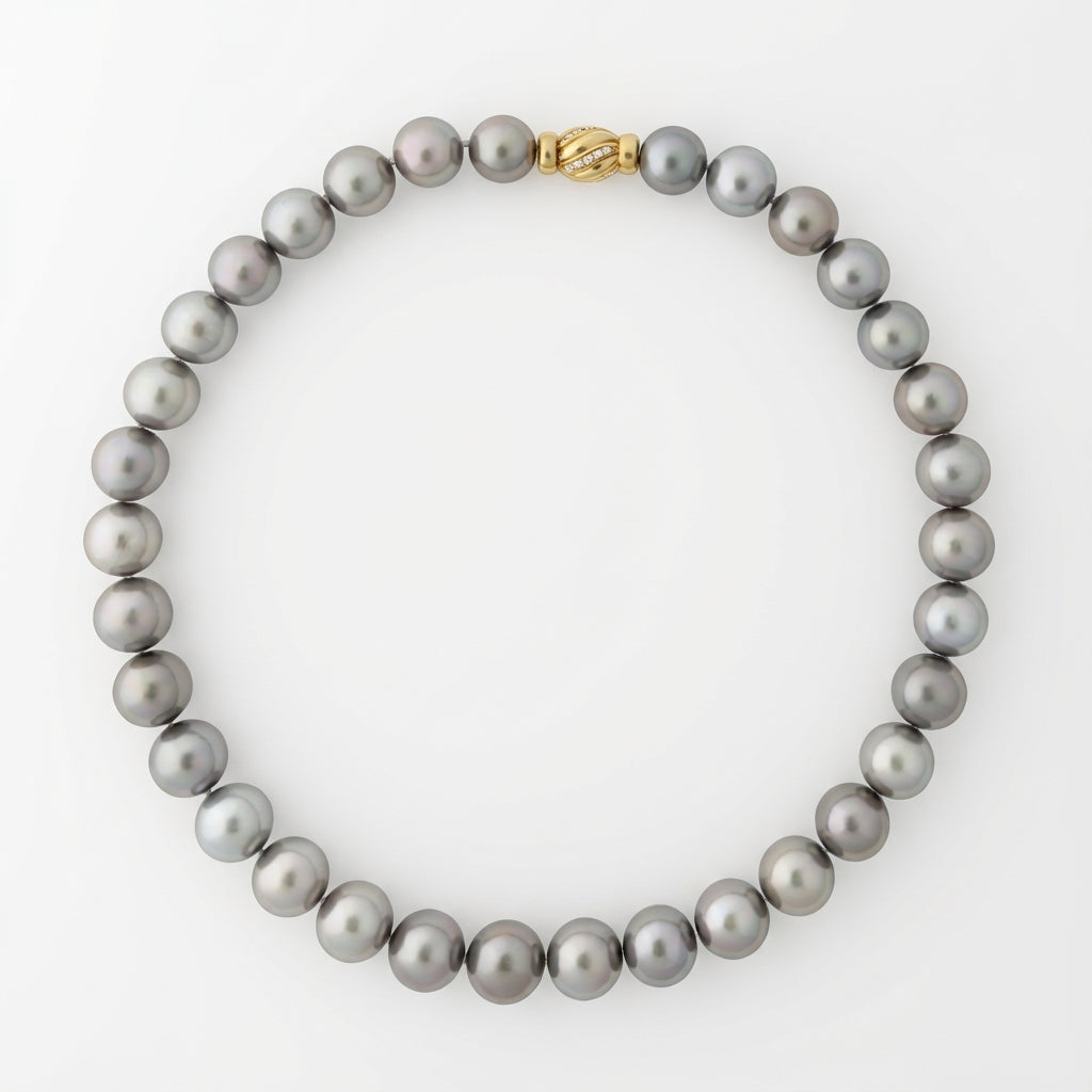 12 - 14mm REGAL! Silver Slate Tahitian Pearl Necklace Elegant Strands by Marina Korneev