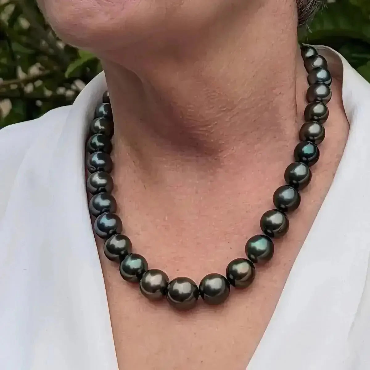 12 - 16mm Dark Aubergine Tahitian Pearl Necklace - Marina Korneev