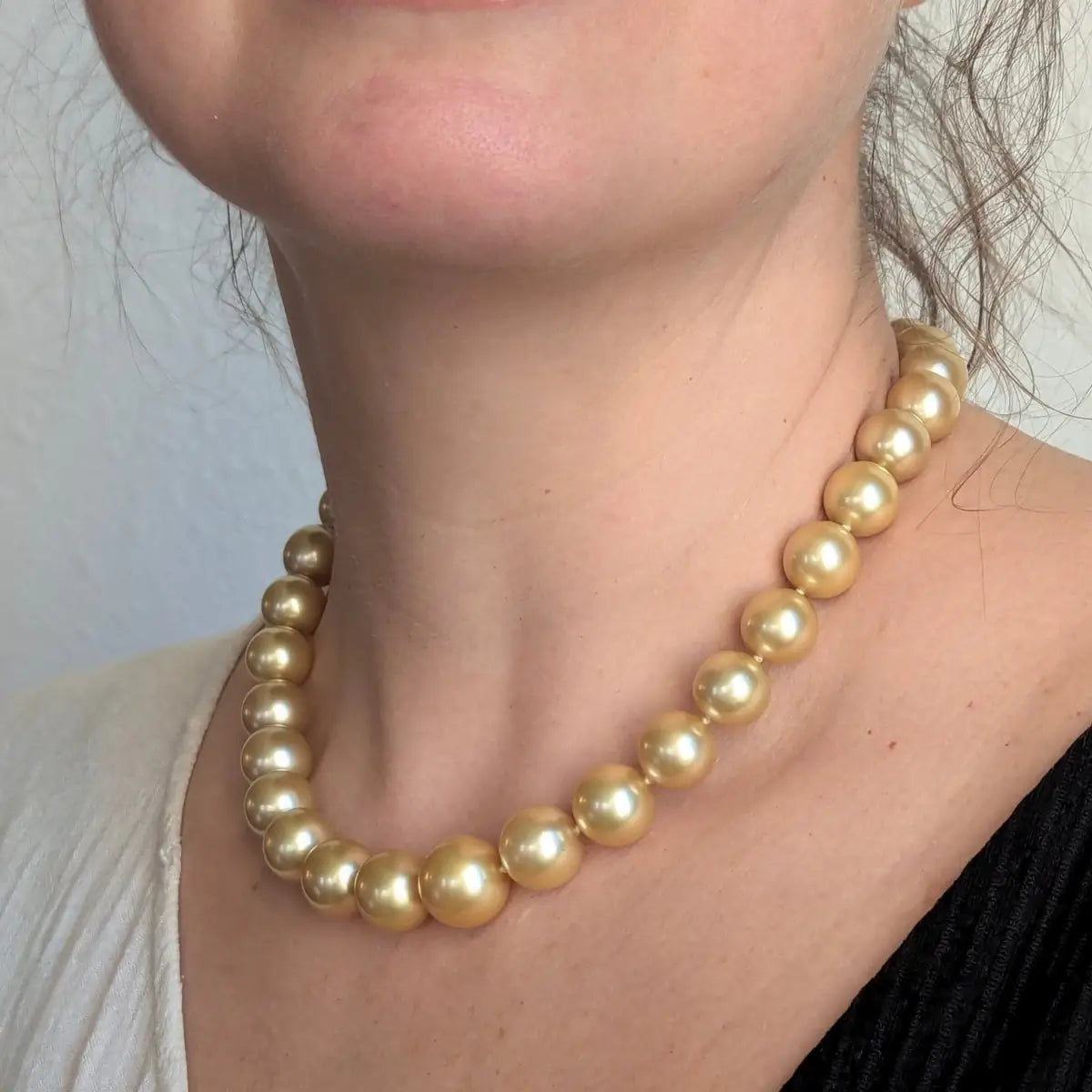 12 - 16mm Golden South Sea Pearl Necklace - Marina Korneev