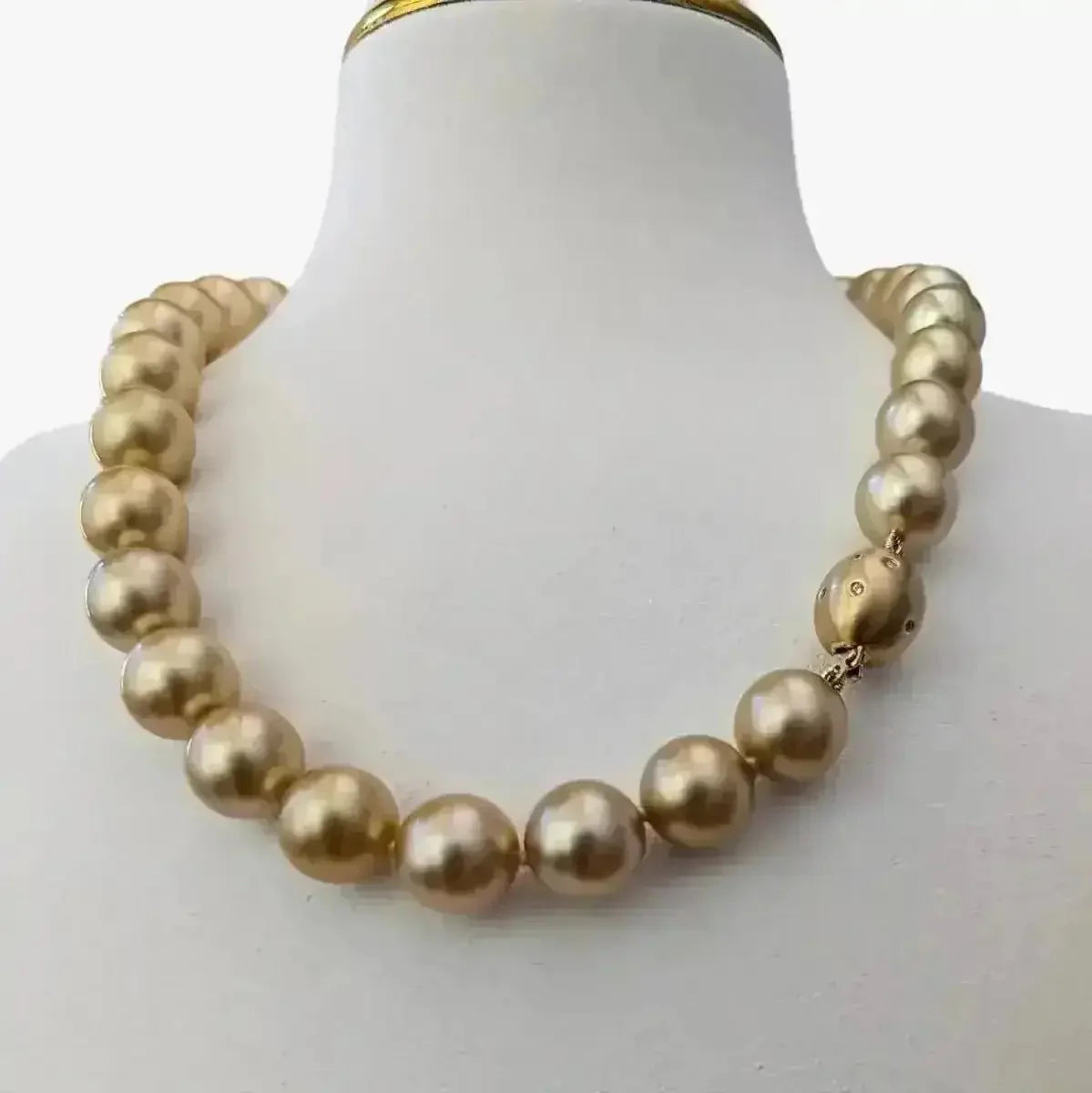 12 - 16mm Golden South Sea Pearl Necklace - Marina Korneev