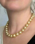 12 - 16mm Golden South Sea Pearl Necklace - Marina Korneev
